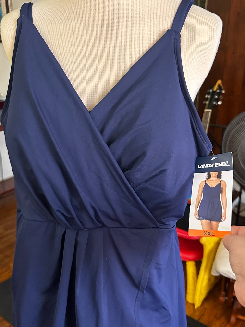 Lands' End Navy Swim Dress 
one piece swim suit